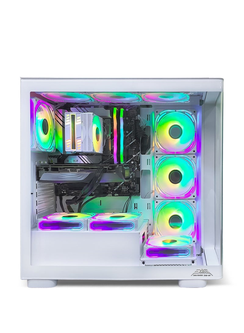 White Gaming PC, Intel Core Ultra 7-265KF Processor, 32GB Ram, 1TB NVMe M.2 SSD, GeForce RTX 5060 8GB Graphics Card,  WiFi/BT Ready, Win11 Pro, RGB Gaming Case
